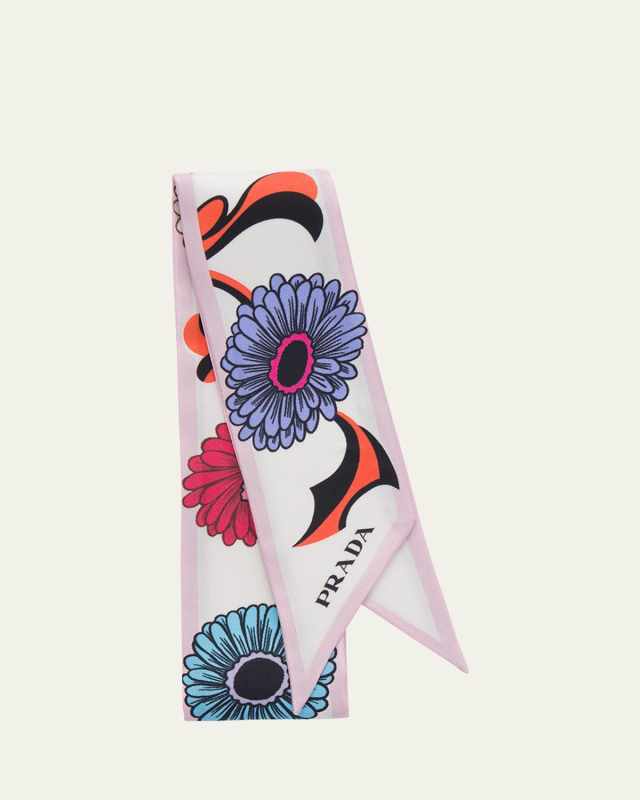 Flower-Print Silk Scarf